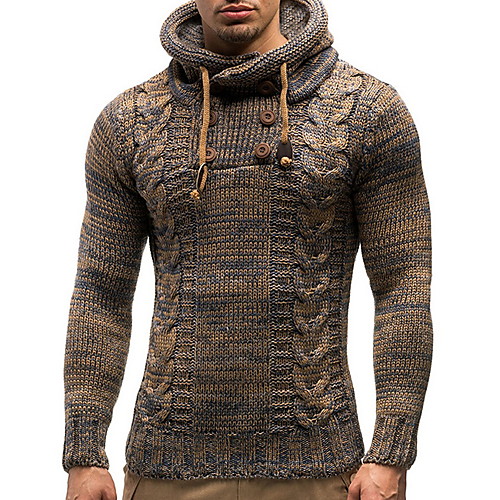 

Men's Solid Colored Long Sleeve Pullover Sweater Jumper, Hooded Black / Camel US36 / UK36 / EU44 / US38 / UK38 / EU46 / US40 / UK40 / EU48