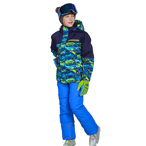 фото Phibee мальчики лыжная куртка и брюки катание на лыжах отдых и туризм зимние виды спорта с защитой от ветра теплый зимние виды спорта полиэстер тёплый топ тёплые брюки наборы одежды / зима / пэчворк lightinthebox