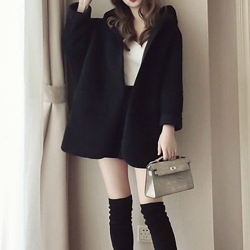 Women's Daily Fall & Winter Long Coat, Solid Colored Hooded Long Sleeve Polyester Black / Gray
Women's Daily Fall & Winter Long Coat, Solid Colored Hooded Long Sleeve Polyester Black / Gray