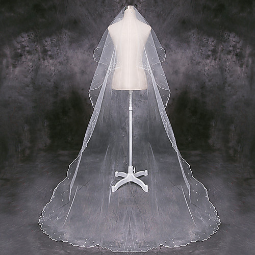 One-tier Classic & Timeless Wedding Veil Cathedral Veils with Beading / Trim Tulle
One-tier Classic & Timeless Wedding Veil Cathedral Veils with Beading / Trim Tulle