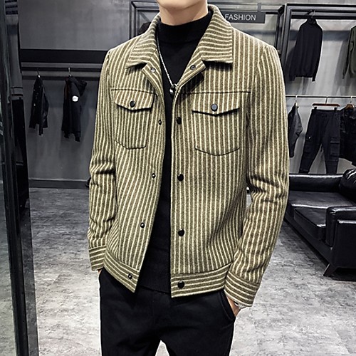 Men's Daily Fall & Winter Regular Jacket, Striped Turndown Long Sleeve Polyester Black / Camel
Men's Daily Fall & Winter Regular Jacket, Striped Turndown Long Sleeve Polyester Black / Camel