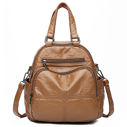 Lightweight Faux Leather PU Zipper Commuter Backpack Solid Color School Black / Brown / Wine
Lightweight Faux Leather PU Zipper Commuter Backpack Solid Color School Black / Brown / Wine