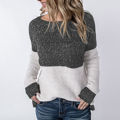 Women's Color Block Long Sleeve Pullover Sweater Jumper, Round Neck Black S / M / L
Women's Color Block Long Sleeve Pullover Sweater Jumper, Round Neck Black S / M / L