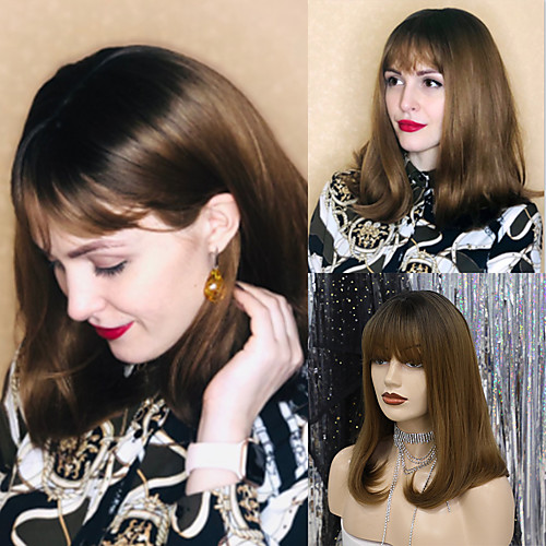 Synthetic Wig Bangs Natural Wave Natural Straight Side Part Neat Bang With Bangs Wig Medium Length Brown Synthetic Hair 16 inch Women's Cosplay Women Synthetic Light Brown HAIR CUBE
Synthetic Wig Bangs Natural Wave Natural Straight Side Part Neat Bang With Bangs Wig Medium Length Brown Synthetic Hair 16 inch Women's Cosplay Women Synthetic Light Brown HAIR CUBE