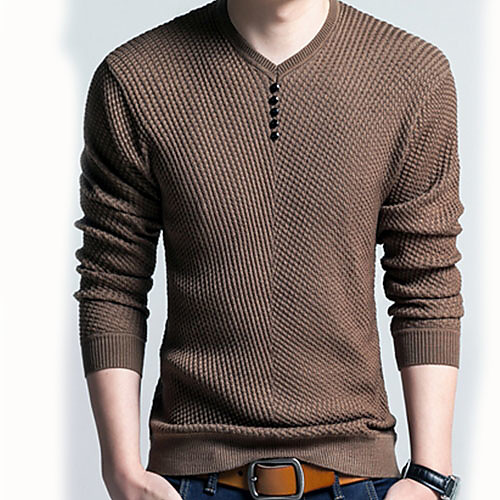 

Men's Solid Colored Long Sleeve Pullover Sweater Jumper, Round Neck Black / Red / Camel US32 / UK32 / EU40 / US34 / UK34 / EU42 / US36 / UK36 / EU44