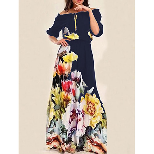 Women's Maxi Navy Blue Dress Basic Swing Floral Off Shoulder Print S M
Women's Maxi Navy Blue Dress Basic Swing Floral Off Shoulder Print S M