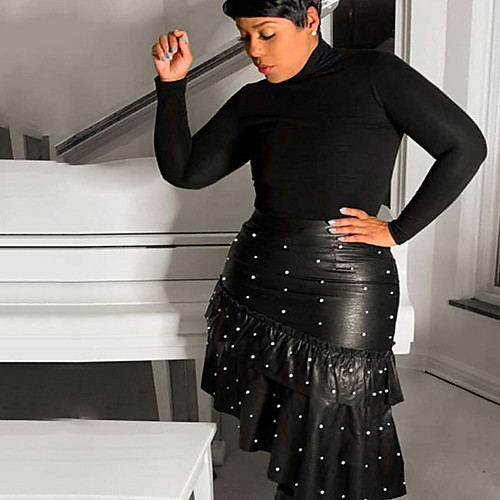 Women's Trumpet / Mermaid Skirts - Solid Colored Ruffle Black One-Size S L / PU / Asymmetrical
Women's Trumpet / Mermaid Skirts - Solid Colored Ruffle Black One-Size S L / PU / Asymmetrical