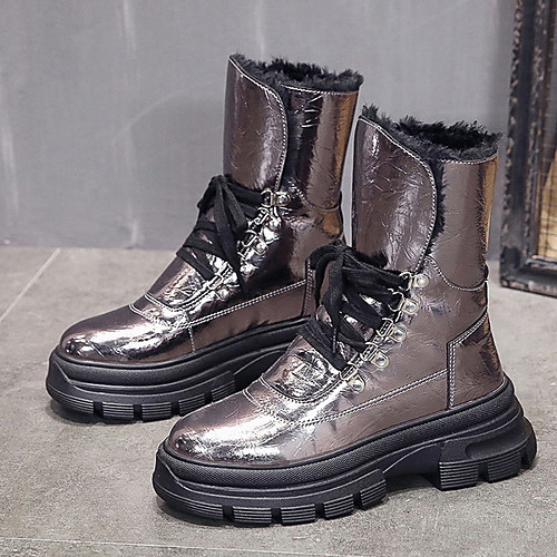 Women's Boots Flat Heel Round Toe PU Mid-Calf Boots Winter Black / Champagne / Silver
Women's Boots Flat Heel Round Toe PU Mid-Calf Boots Winter Black / Champagne / Silver