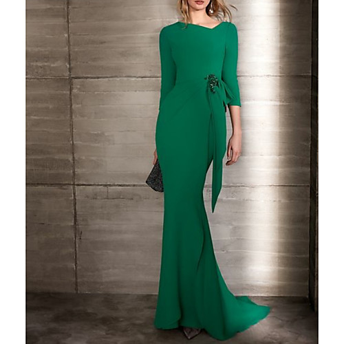 Sheath / Column Y Neck Sweep / Brush Train Jersey Elegant Formal Evening Dress with Appliques 2020
Sheath / Column Y Neck Sweep / Brush Train Jersey Elegant Formal Evening Dress with Appliques 2020