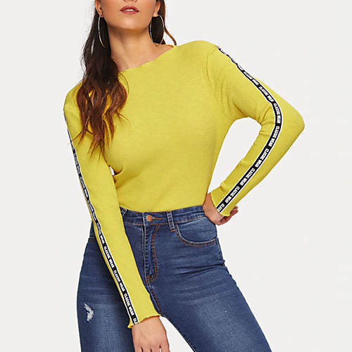 Women's Color Block Long Sleeve Pullover Sweater Jumper, Round Neck / U Neck Fall / Winter Yellow S / M / L
Women's Color Block Long Sleeve Pullover Sweater Jumper, Round Neck / U Neck Fall / Winter Yellow S / M / L