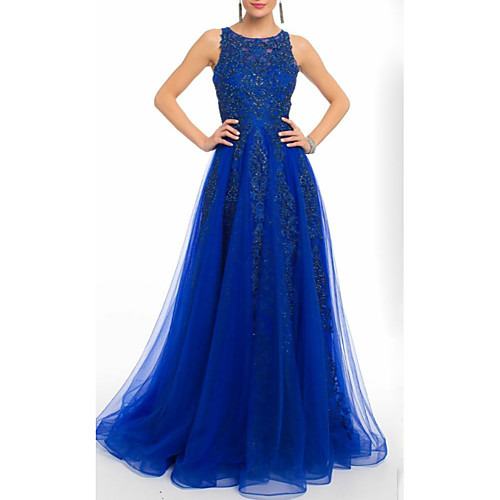 A-Line Jewel Neck Floor Length Tulle Elegant Prom Dress 2020 with Beading / Sequin / Appliques
A-Line Jewel Neck Floor Length Tulle Elegant Prom Dress 2020 with Beading / Sequin / Appliques