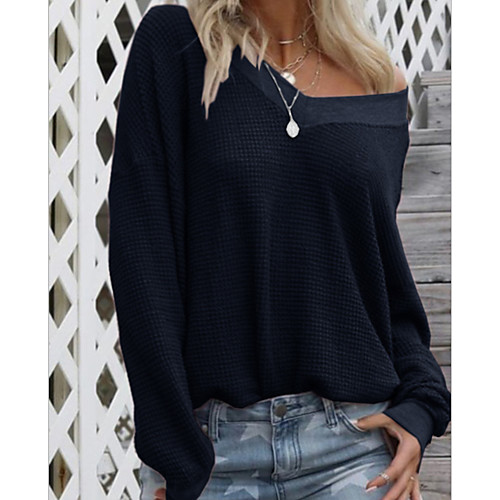 Women's Solid Colored Long Sleeve Pullover Sweater Jumper, V Neck Fall / Winter Black / Wine / White S / M / L
Women's Solid Colored Long Sleeve Pullover Sweater Jumper, V Neck Fall / Winter Black / Wine / White S / M / L