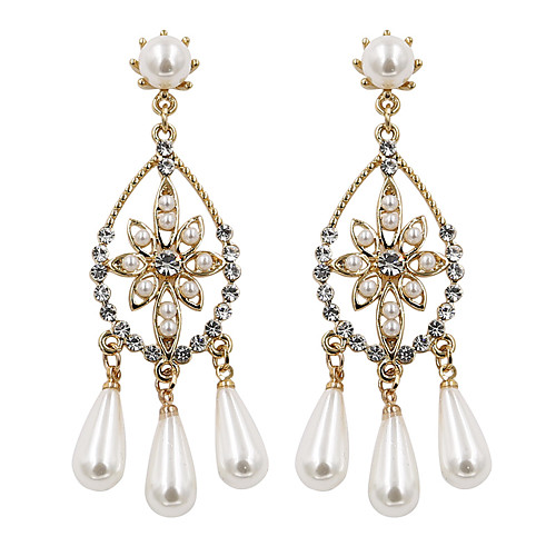 

Women's Drop Earrings Earrings Dangle Earrings Geometrical Flower Precious Vintage Holiday Romantic Cute Elegant Imitation Pearl Earrings Jewelry White and Sliver / Gold / White For Wedding / 1 Pair