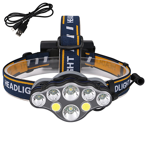 

Headlamps 1500 lm LED 8 Emitters 8 Mode with USB Cable Portable Adjustable Wearproof Durable Camping / Hiking / Caving Running Cycling / Bike Black