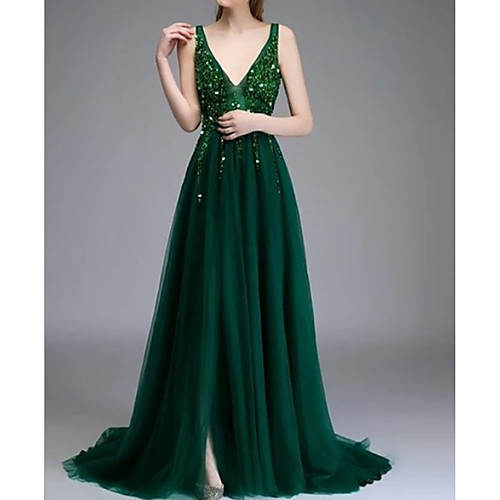 A-Line V Neck Sweep / Brush Train Chiffon Elegant Prom / Formal Evening Dress 2020 with Beading / Sequin
A-Line V Neck Sweep / Brush Train Chiffon Elegant Prom / Formal Evening Dress 2020 with Beading / Sequin