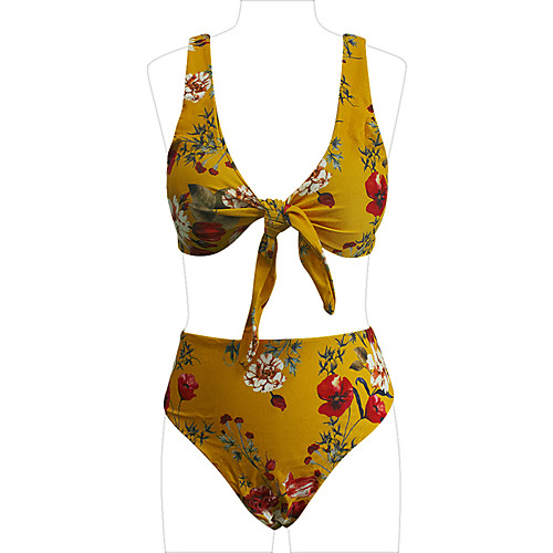 Women's Yellow Triangle Cheeky Bikini Swimwear - Floral Racerback Bow Print L XL XXL Yellow
Women's Yellow Triangle Cheeky Bikini Swimwear - Floral Racerback Bow Print L XL XXL Yellow