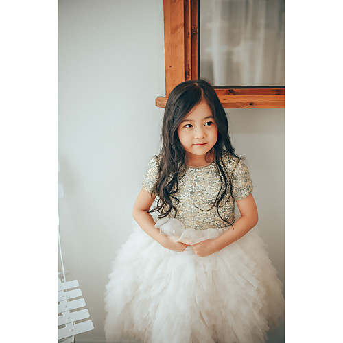 Ball Gown Ankle Length Flower Girl Dress - Tulle / Sequined Short Sleeve Jewel Neck with Paillette
Ball Gown Ankle Length Flower Girl Dress - Tulle / Sequined Short Sleeve Jewel Neck with Paillette