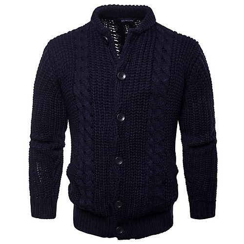 

Men's Solid Colored Long Sleeve Cardigan Sweater Jumper, Stand Black / Dark Gray / Navy Blue US36 / UK36 / EU44 / US38 / UK38 / EU46 / US40 / UK40 / EU48