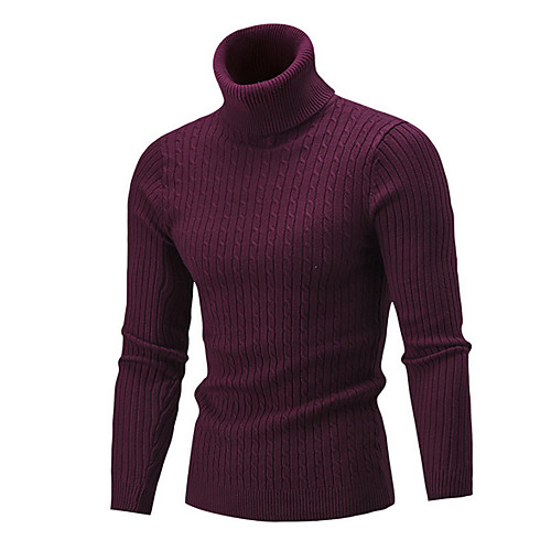 

Men's Solid Colored Long Sleeve Pullover Sweater Jumper, Turtleneck Black / Wine / White US36 / UK36 / EU44 / US38 / UK38 / EU46 / US40 / UK40 / EU48