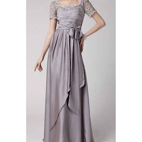 A-Line Square Neck Floor Length Lace / Charmeuse Short Sleeve Elegant Mother of the Bride Dress with Beading / Lace / Sash / Ribbon 2020
A-Line Square Neck Floor Length Lace / Charmeuse Short Sleeve Elegant Mother of the Bride Dress with Beading / Lace / Sash / Ribbon 2020