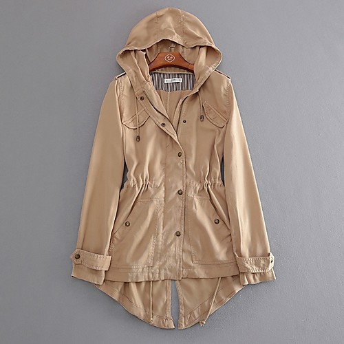 Women's Daily Fall & Winter Long Trench Coat, Solid Colored Hooded Long Sleeve Polyester Khaki
Women's Daily Fall & Winter Long Trench Coat, Solid Colored Hooded Long Sleeve Polyester Khaki