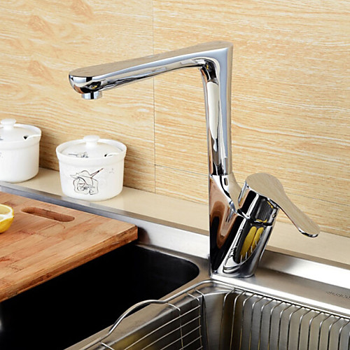 

кухонный смеситель - Одной ручкой одно отверстие Электропокрытие Стандартный Носик По центру Современный Kitchen Taps