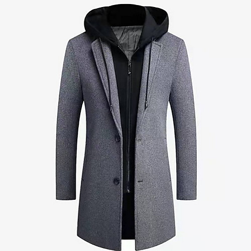 Men's Daily Long Coat, Solid Colored Hooded Long Sleeve Polyester Black / Gray
Men's Daily Long Coat, Solid Colored Hooded Long Sleeve Polyester Black / Gray