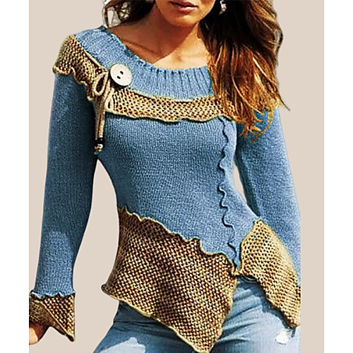 Women's Color Block Long Sleeve Pullover Sweater Jumper, Round Neck Purple / Blue / Red S / M / L
Women's Color Block Long Sleeve Pullover Sweater Jumper, Round Neck Purple / Blue / Red S / M / L