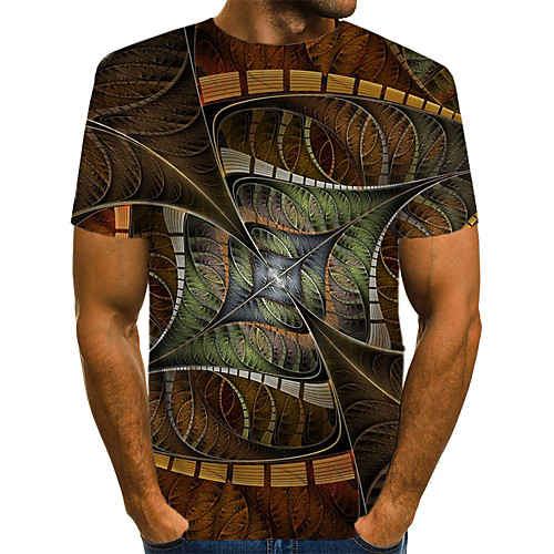 Men's Daily Going out Basic / Exaggerated T-shirt - Geometric / 3D / Visual Deception Print Brown
Men's Daily Going out Basic / Exaggerated T-shirt - Geometric / 3D / Visual Deception Print Brown