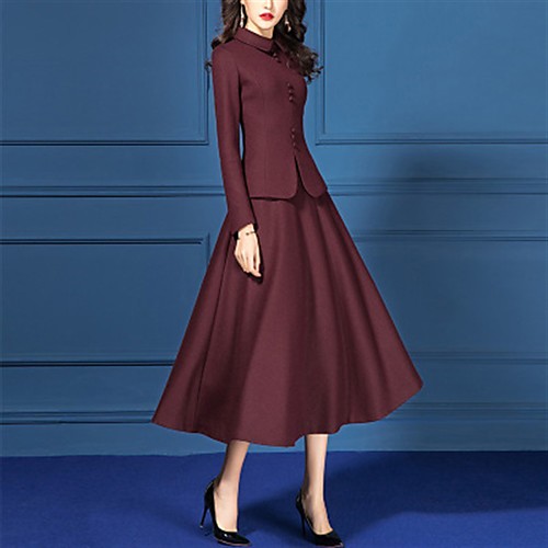 The Great Gatsby Retro Vintage 1950s Elegant Skirt Coat Outfits Women's Costume Burgundy Vintage Cosplay Work Office & Career Long Sleeve / Top
The Great Gatsby Retro Vintage 1950s Elegant Skirt Coat Outfits Women's Costume Burgundy Vintage Cosplay Work Office & Career Long Sleeve / Top