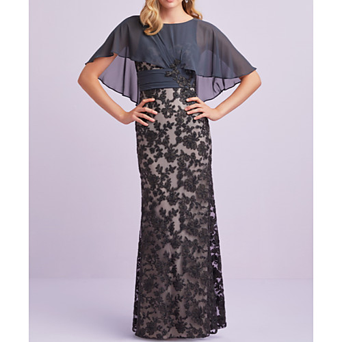 Sheath / Column Jewel Neck Floor Length Chiffon / Lace Short Sleeve Elegant Mother of the Bride Dress with Appliques Mother's Day 2020
Sheath / Column Jewel Neck Floor Length Chiffon / Lace Short Sleeve Elegant Mother of the Bride Dress with Appliques Mother's Day 2020