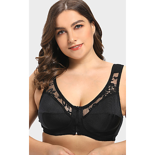 Women's Wireless Lace Bras Full Coverage Bra Solid Color Lace Embroidered Black / Plus Size
Women's Wireless Lace Bras Full Coverage Bra Solid Color Lace Embroidered Black / Plus Size