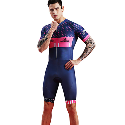 BOESTALK Men's Short Sleeve Triathlon Tri Suit One Piece Swimsuit Spandex Blue Polka Dot Bike Breathable Moisture Wicking Quick Dry Back Pocket Sports Polka Dot Mountain Bike MTB Road Bike Cycling
BOESTALK Men's Short Sleeve Triathlon Tri Suit One Piece Swimsuit Spandex Blue Polka Dot Bike Breathable Moisture Wicking Quick Dry Back Pocket Sports Polka Dot Mountain Bike MTB Road Bike Cycling