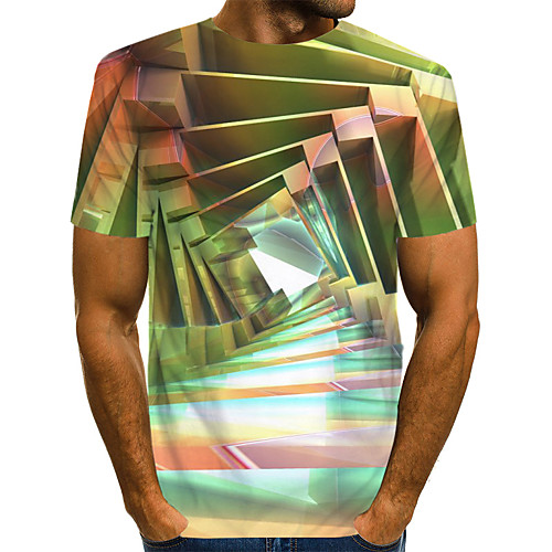 Men's Daily Going out Basic / Exaggerated T-shirt - Geometric / 3D / Visual Deception Print Light Green
Men's Daily Going out Basic / Exaggerated T-shirt - Geometric / 3D / Visual Deception Print Light Green