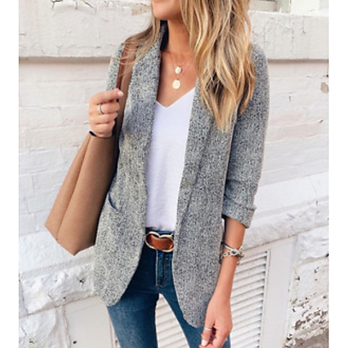 Women's Daily Regular Coat, Solid Colored Notch Lapel Long Sleeve Polyester Gray / Khaki
Women's Daily Regular Coat, Solid Colored Notch Lapel Long Sleeve Polyester Gray / Khaki
