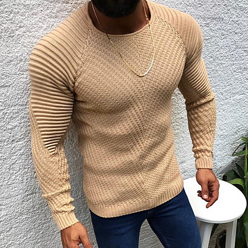 

Men's Solid Colored Long Sleeve Pullover Sweater Jumper, Round Neck White / Camel / Gray US36 / UK36 / EU44 / US38 / UK38 / EU46 / US40 / UK40 / EU48