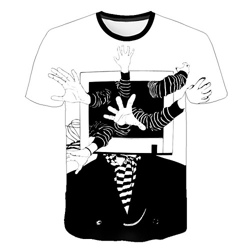 Men's Daily Sports Street chic / Exaggerated T-shirt - Color Block / 3D / Cartoon Black & White, Print Black
Men's Daily Sports Street chic / Exaggerated T-shirt - Color Block / 3D / Cartoon Black & White, Print Black