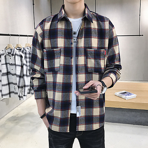 Men's Daily Going out Vintage / Street chic Shirt - Striped / Geometric / Check Black & Red / Black & White / Black & Gray, Print Khaki
Men's Daily Going out Vintage / Street chic Shirt - Striped / Geometric / Check Black & Red / Black & White / Black & Gray, Print Khaki