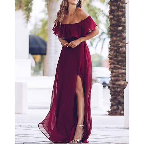 A-Line Off Shoulder Floor Length Polyester Maternity / Red Prom / Wedding Guest Dress with Ruffles / Split 2020
A-Line Off Shoulder Floor Length Polyester Maternity / Red Prom / Wedding Guest Dress with Ruffles / Split 2020