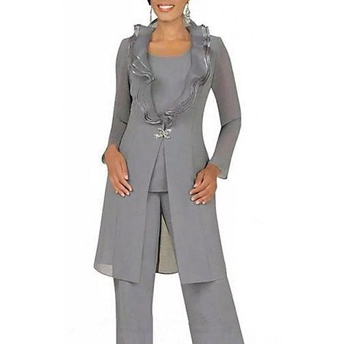 Pantsuit / Jumpsuit Jewel Neck Floor Length Chiffon Long Sleeve Sexy Mother of the Bride Dress with Buttons Mother's Day 2020
Pantsuit / Jumpsuit Jewel Neck Floor Length Chiffon Long Sleeve Sexy Mother of the Bride Dress with Buttons Mother's Day 2020