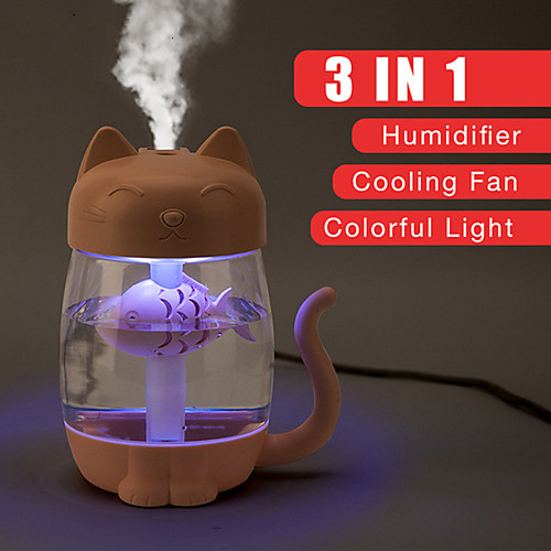 3 in 1 350ML USB Cat Air Humidifier Ultrasonic Cool-Mist Adorable Mini Humidifier With LED Light Mini USB Fan for Home office
3 in 1 350ML USB Cat Air Humidifier Ultrasonic Cool-Mist Adorable Mini Humidifier With LED Light Mini USB Fan for Home office