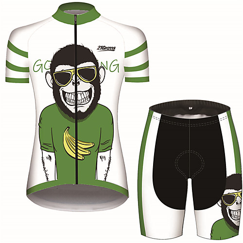 21Grams Women's Short Sleeve Cycling Jersey with Shorts Black / Green Animal Monkey Banana Bike Clothing Suit Breathable 3D Pad Quick Dry Ultraviolet Resistant Sweat-wicking Sports Animal Mountain
21Grams Women's Short Sleeve Cycling Jersey with Shorts Black / Green Animal Monkey Banana Bike Clothing Suit Breathable 3D Pad Quick Dry Ultraviolet Resistant Sweat-wicking Sports Animal Mountain