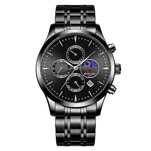 Men's Dress Watch Quartz Stainless Steel 30 m Calendar / date / day Moon Phase Tachymeter Analog Fashion Cool - Gold Blue White One Year Battery Life
Men's Dress Watch Quartz Stainless Steel 30 m Calendar / date / day Moon Phase Tachymeter Analog Fashion Cool - Gold Blue White One Year Battery Life