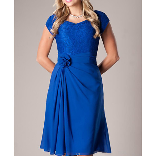 Sheath / Column Bateau Neck Knee Length Polyester Short Sleeve Elegant Mother of the Bride Dress with Sash / Ribbon Mother's Day 2020
Sheath / Column Bateau Neck Knee Length Polyester Short Sleeve Elegant Mother of the Bride Dress with Sash / Ribbon Mother's Day 2020