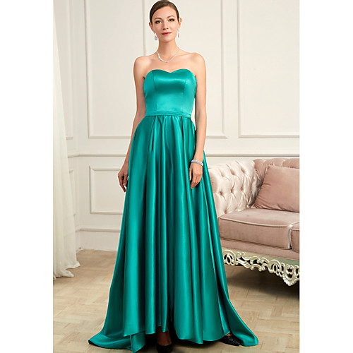 A-Line Strapless Sweep / Brush Train Charmeuse Minimalist / Turquoise / Teal Prom / Formal Evening Dress with Pleats 2020
A-Line Strapless Sweep / Brush Train Charmeuse Minimalist / Turquoise / Teal Prom / Formal Evening Dress with Pleats 2020