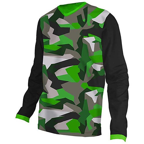 21Grams Men's Long Sleeve Cycling Jersey Downhill Jersey Dirt Bike Jersey 100% Polyester Black / Green Stripes Camo / Camouflage Bike Jersey Top Mountain Bike MTB Road Bike Cycling UV Resistant
21Grams Men's Long Sleeve Cycling Jersey Downhill Jersey Dirt Bike Jersey 100% Polyester Black / Green Stripes Camo / Camouflage Bike Jersey Top Mountain Bike MTB Road Bike Cycling UV Resistant