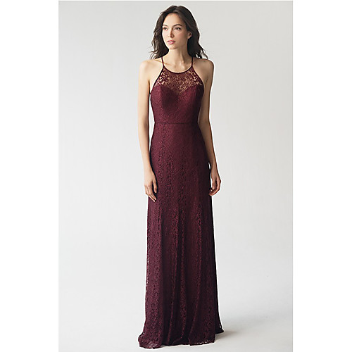 Sheath / Column Halter Neck Floor Length Lace Empire / Red Engagement / Formal Evening Dress with Criss Cross 2020
Sheath / Column Halter Neck Floor Length Lace Empire / Red Engagement / Formal Evening Dress with Criss Cross 2020
