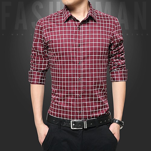 Men's Daily Work Business / Elegant Shirt - Geometric / Check / Solid Colored White / Blue / Red, Print Wine
Men's Daily Work Business / Elegant Shirt - Geometric / Check / Solid Colored White / Blue / Red, Print Wine