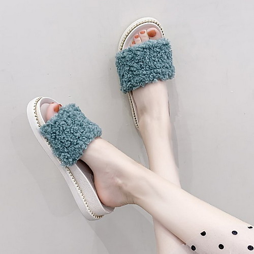 Women's Slippers & Flip-Flops Flat Heel Round Toe Wool Summer Yellow / Green / Pink
Women's Slippers & Flip-Flops Flat Heel Round Toe Wool Summer Yellow / Green / Pink
