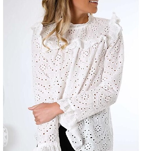 Women's Daily Loose Shirt - Solid Colored Lace / Ruffle / Embroidery White / Hollow Out
Women's Daily Loose Shirt - Solid Colored Lace / Ruffle / Embroidery White / Hollow Out
